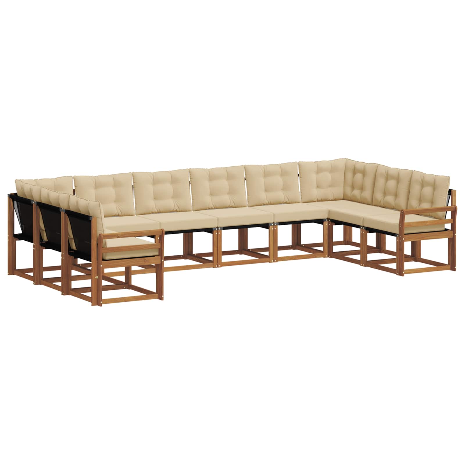 Set di divani da esterno con cuscino 10 pcs Naturale e Beige | homemem39