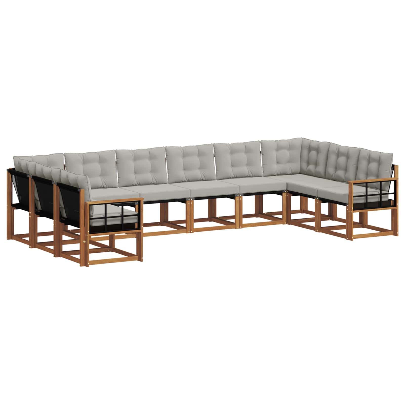 Set di divani da esterno 10 pcs Grigio Naturale e Chiaro | homemem39