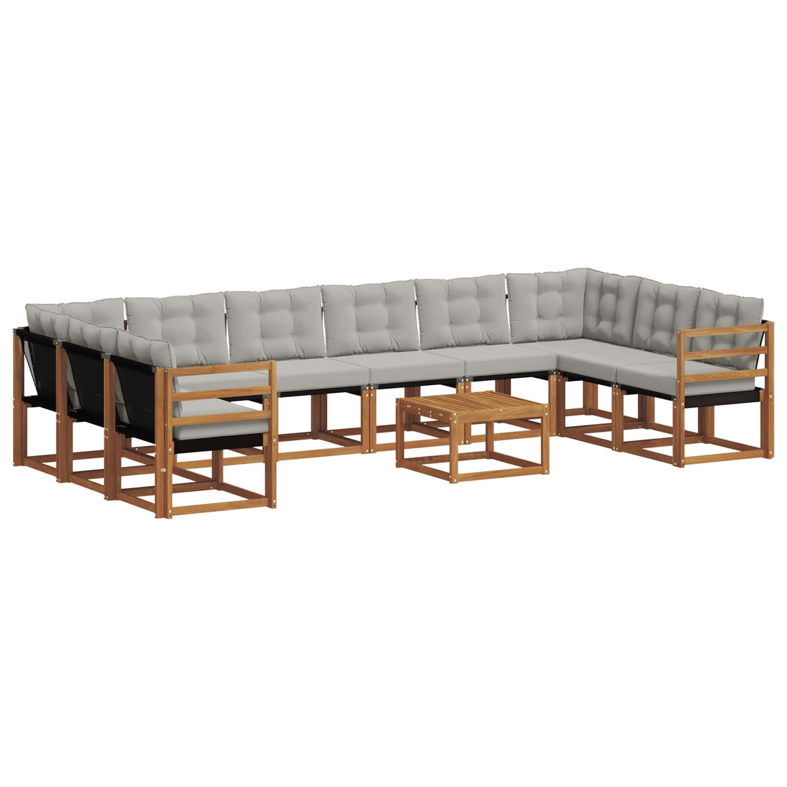 Set di divani da esterno 11 pcs Grigio Naturale e Chiaro | homemem39