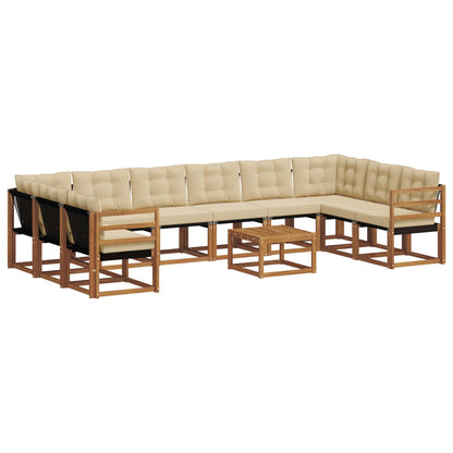 Set di divani da esterno con cuscino 11 pcs Naturale e Beige | homemem39