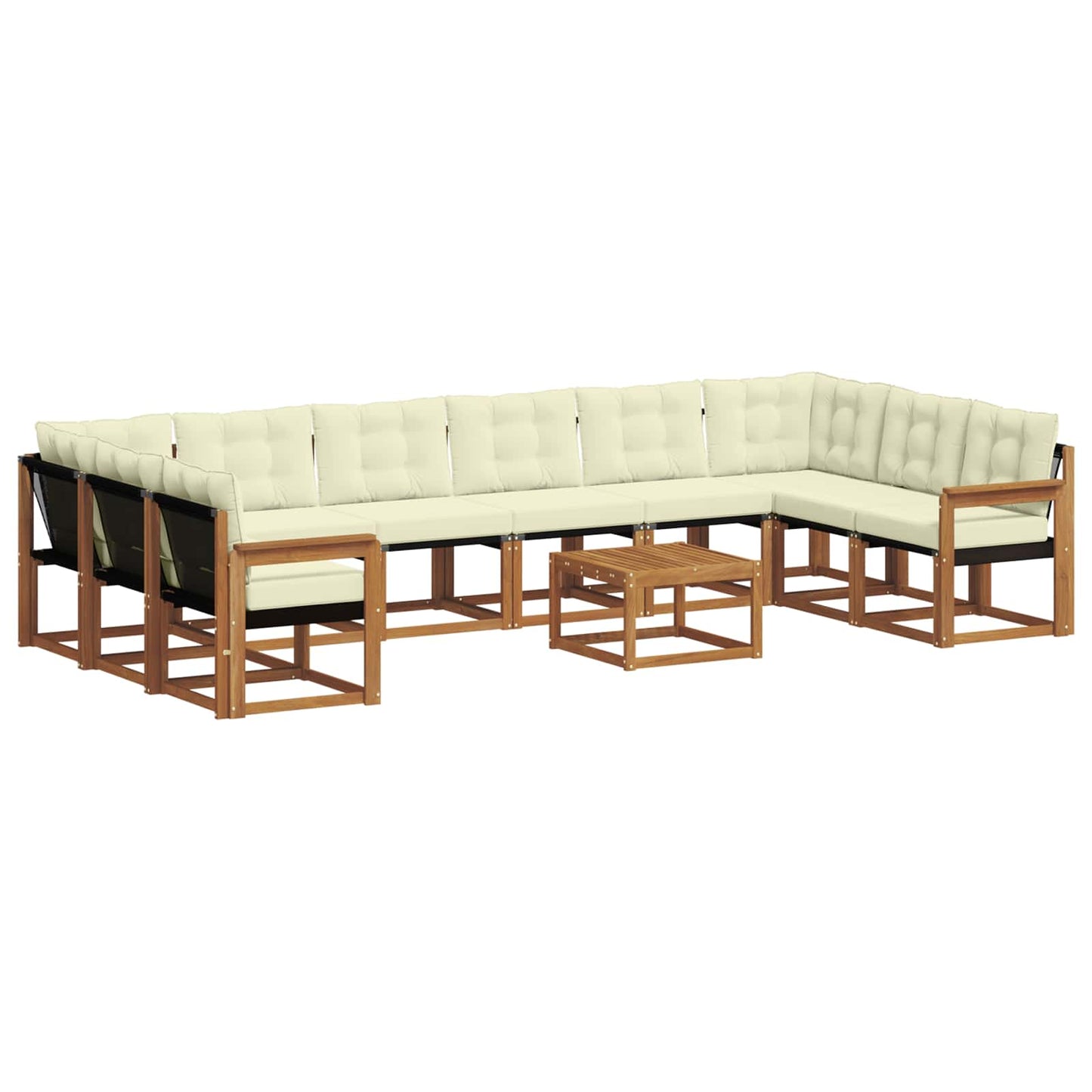 Set di divani da esterno con cuscino 11 pcs Naturale e Crema