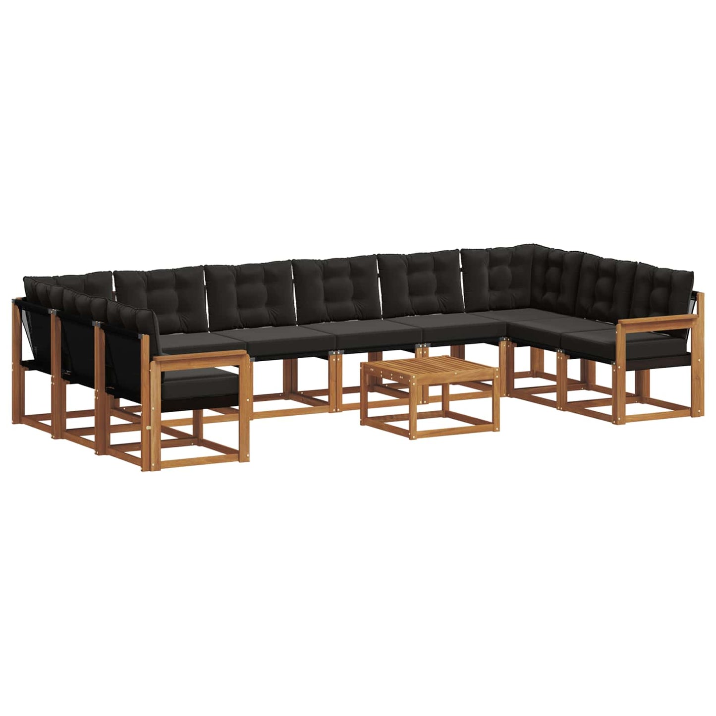 Set di divani da esterno con cuscino 11 pcs Naturale e Nero | homemem39