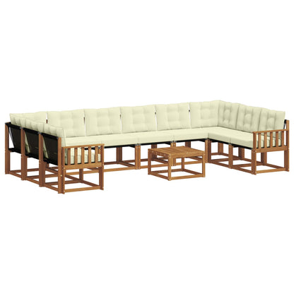 Set di divani da esterno con cuscino 11 pcs Naturale e Crema | homemem39
