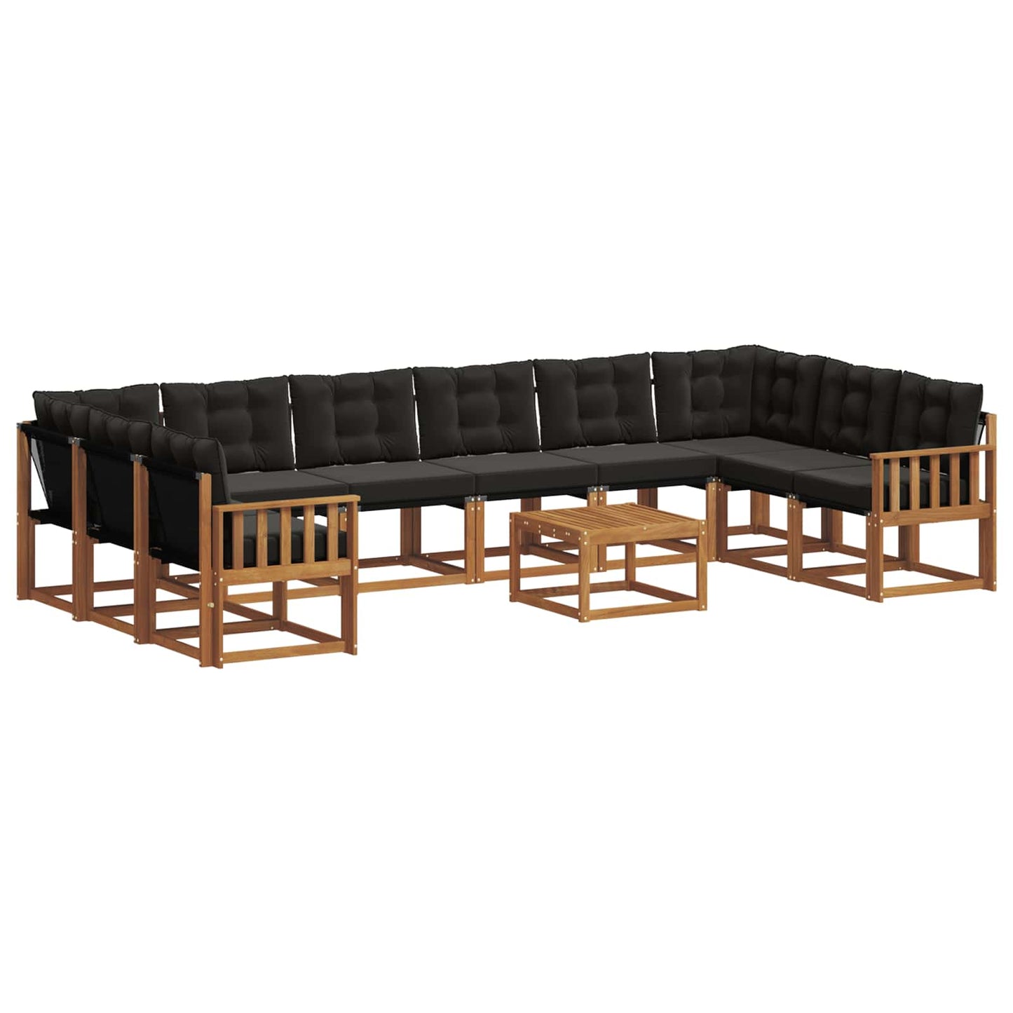Set di divani da esterno con cuscino 11 pcs Naturale e Nero | homemem39
