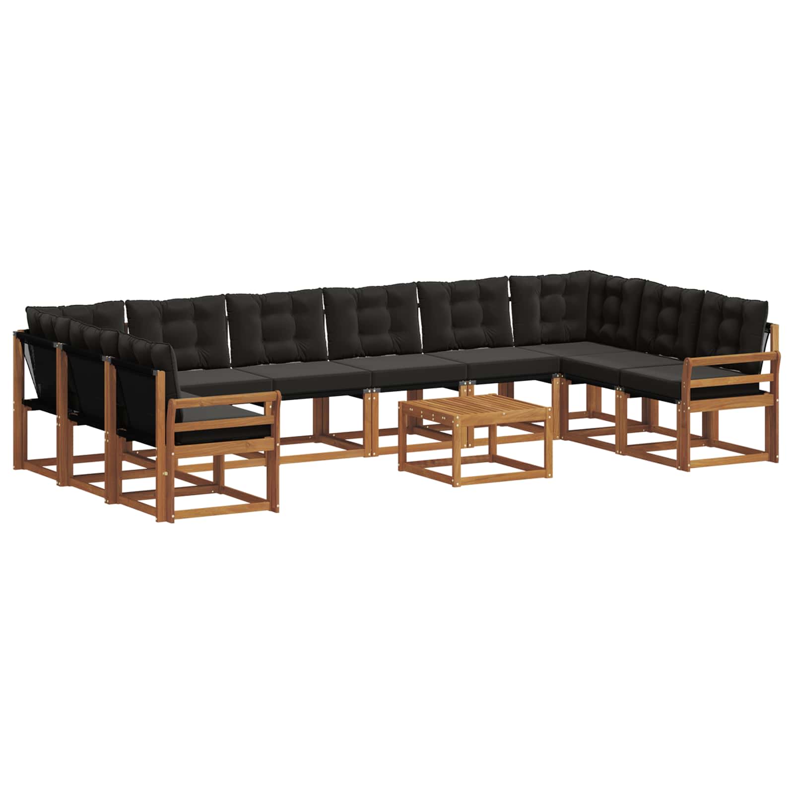 Set di divani da esterno con cuscino 11 pcs Naturale e Nero | homemem39