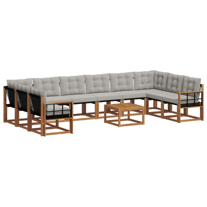 Set di divani da esterno 11 pcs Grigio Naturale e Chiaro | homemem39