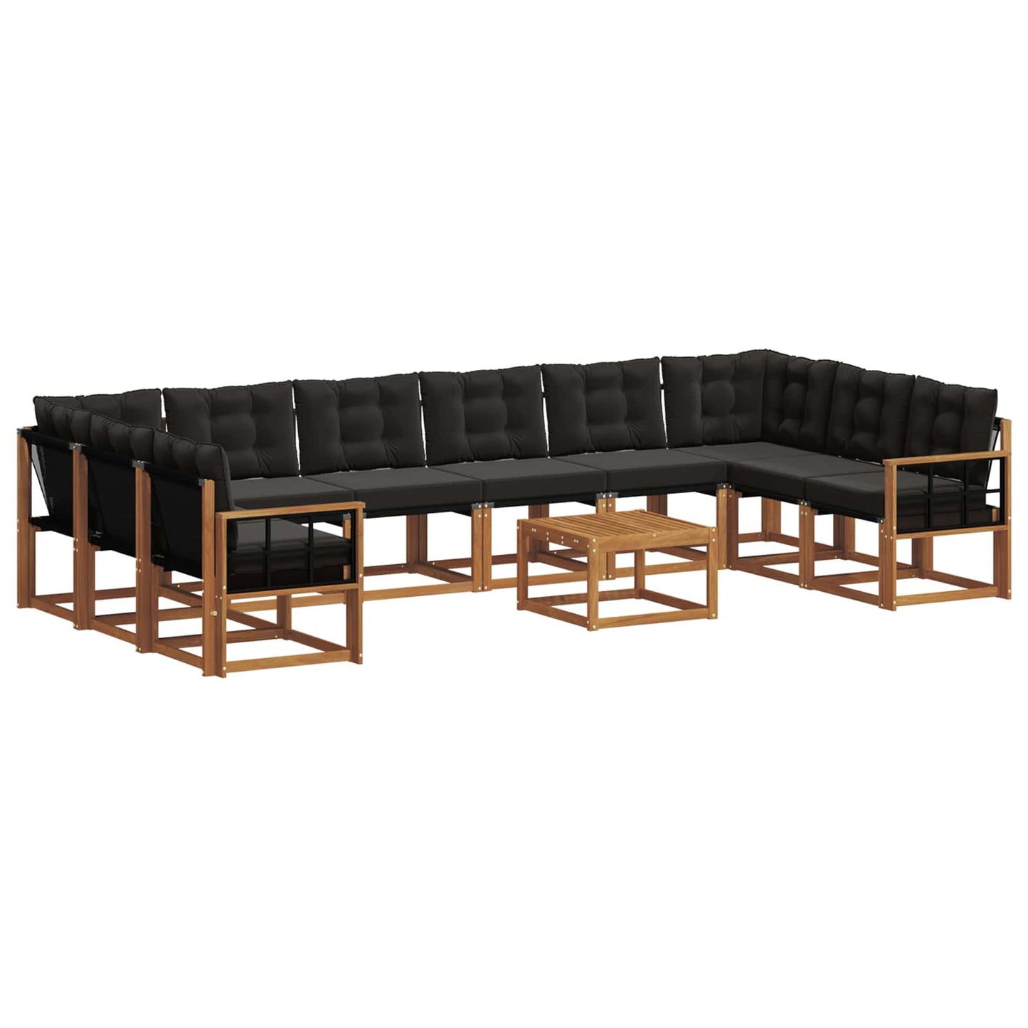 Set di divani da esterno con cuscino 11 pcs Naturale e Nero