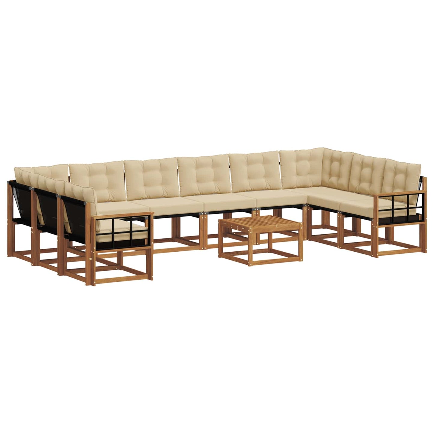 Set di divani da esterno con cuscino 11 pcs Naturale e Beige