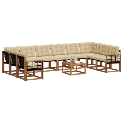 Set di divani da esterno con cuscino 11 pcs Naturale e Beige | homemem39