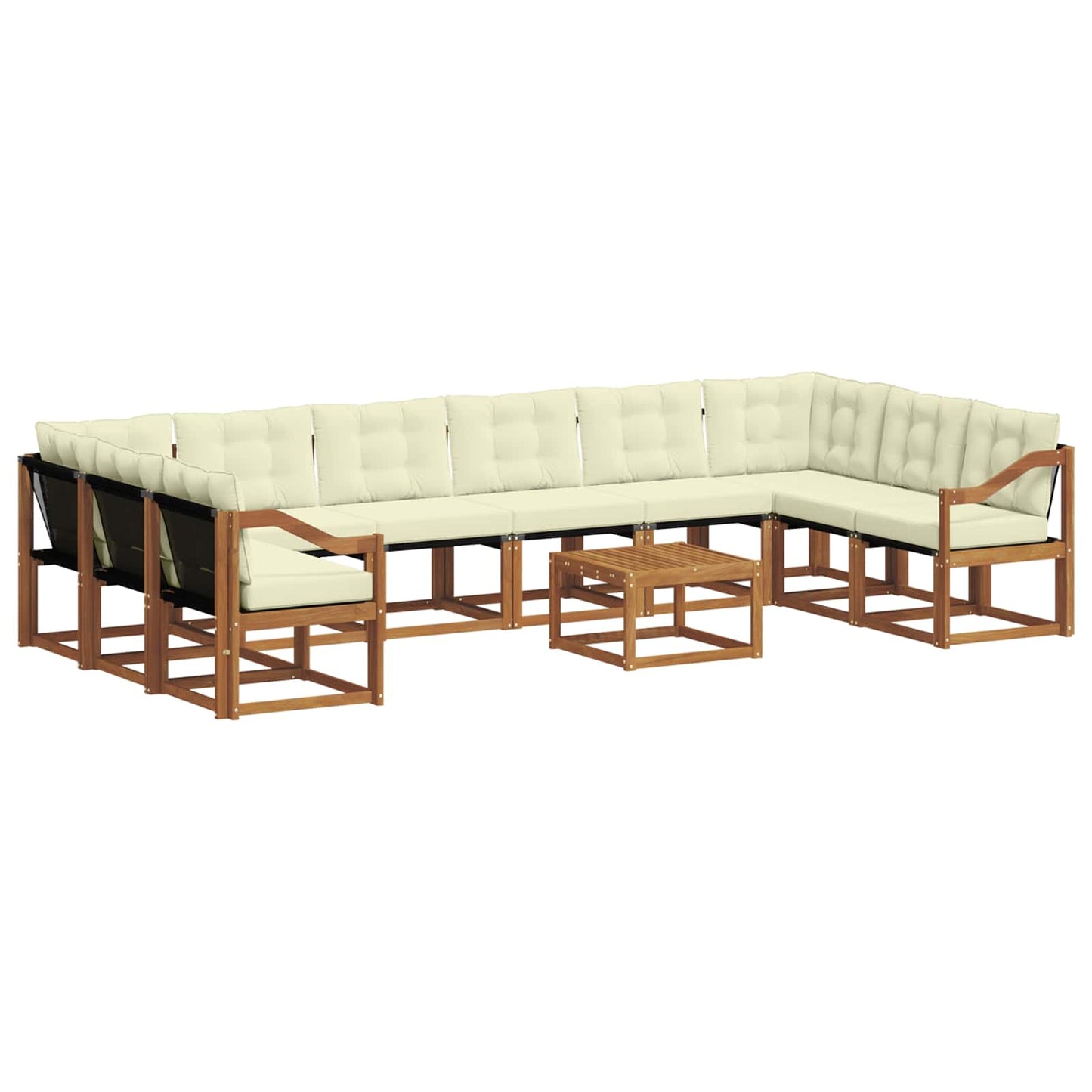 Set di divani da esterno con cuscino 11 pcs Naturale e Crema