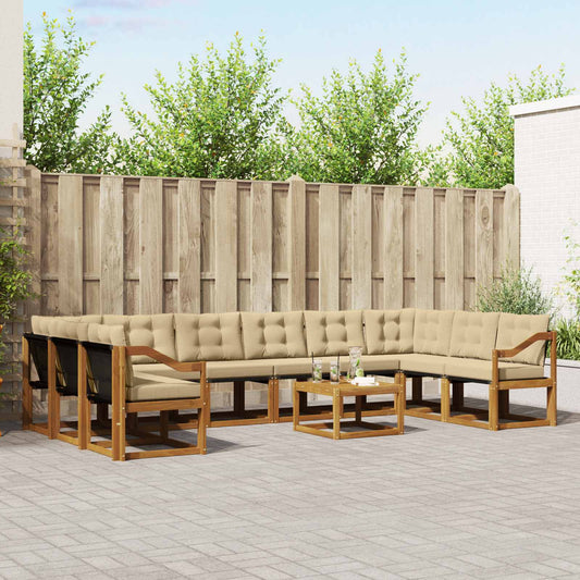 Set di divani da esterno con cuscino 11 pcs Naturale e Beige
