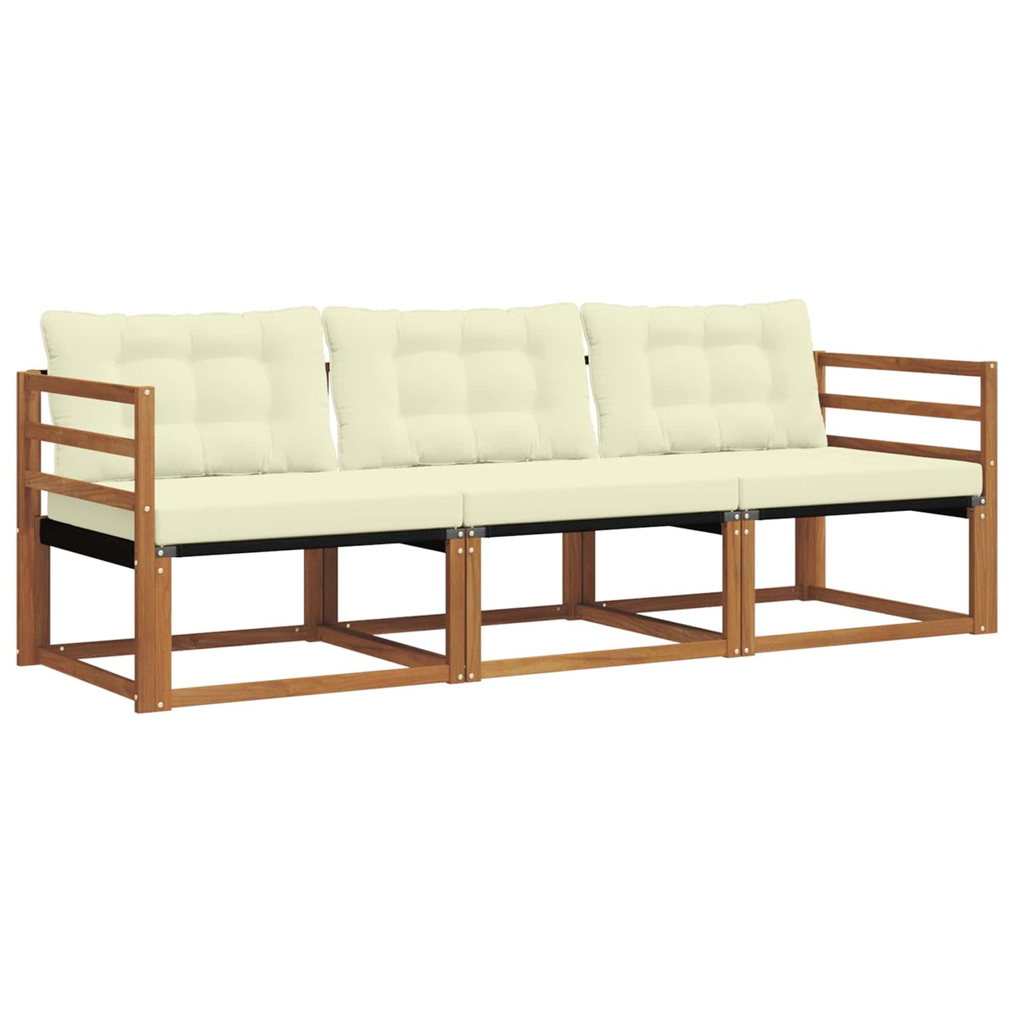 Set di divani da esterno con cuscino 3 pcs Naturale e Crema | homemem39