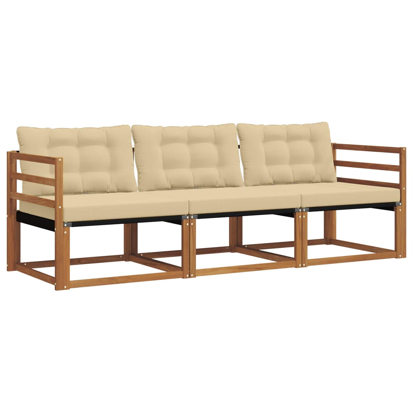 Set di divani da esterno con cuscino 3 pcs Naturale e Beige | homemem39