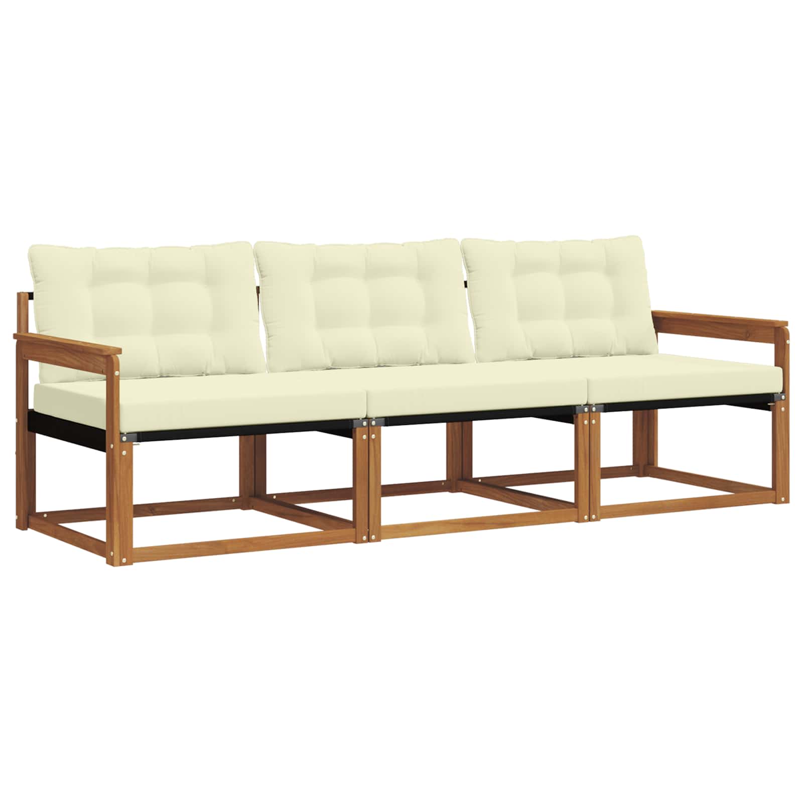 Set di divani da esterno con cuscino 3 pcs Naturale e Crema | homemem39