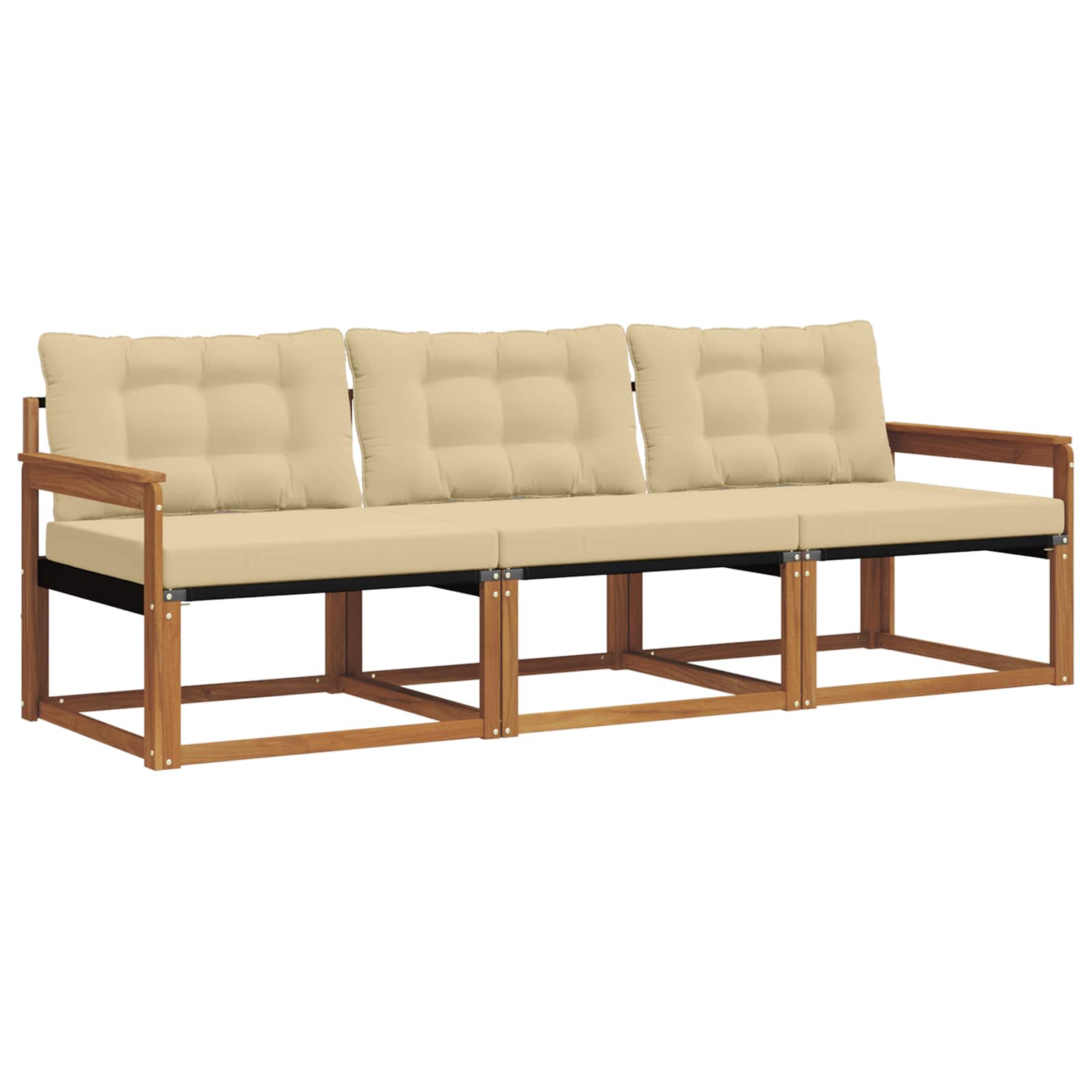 Set di divani da esterno con cuscino 3 pcs Naturale e Beige | homemem39