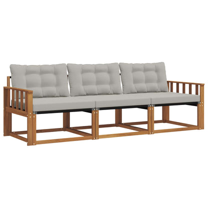 Set di divani da esterno 3 pcs Grigio Naturale e Chiaro | homemem39