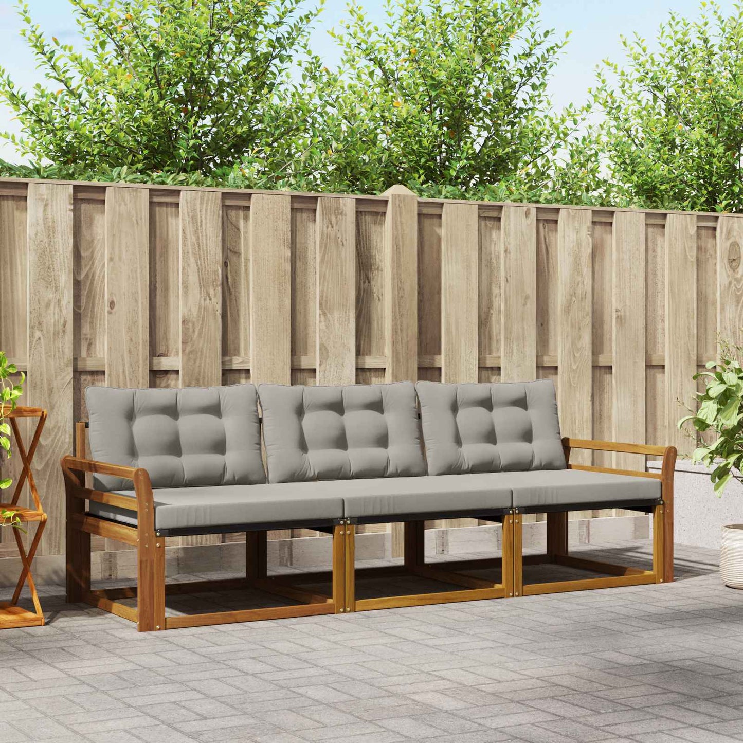 Set di divani da esterno 3 pcs Grigio Naturale e Chiaro | homemem39