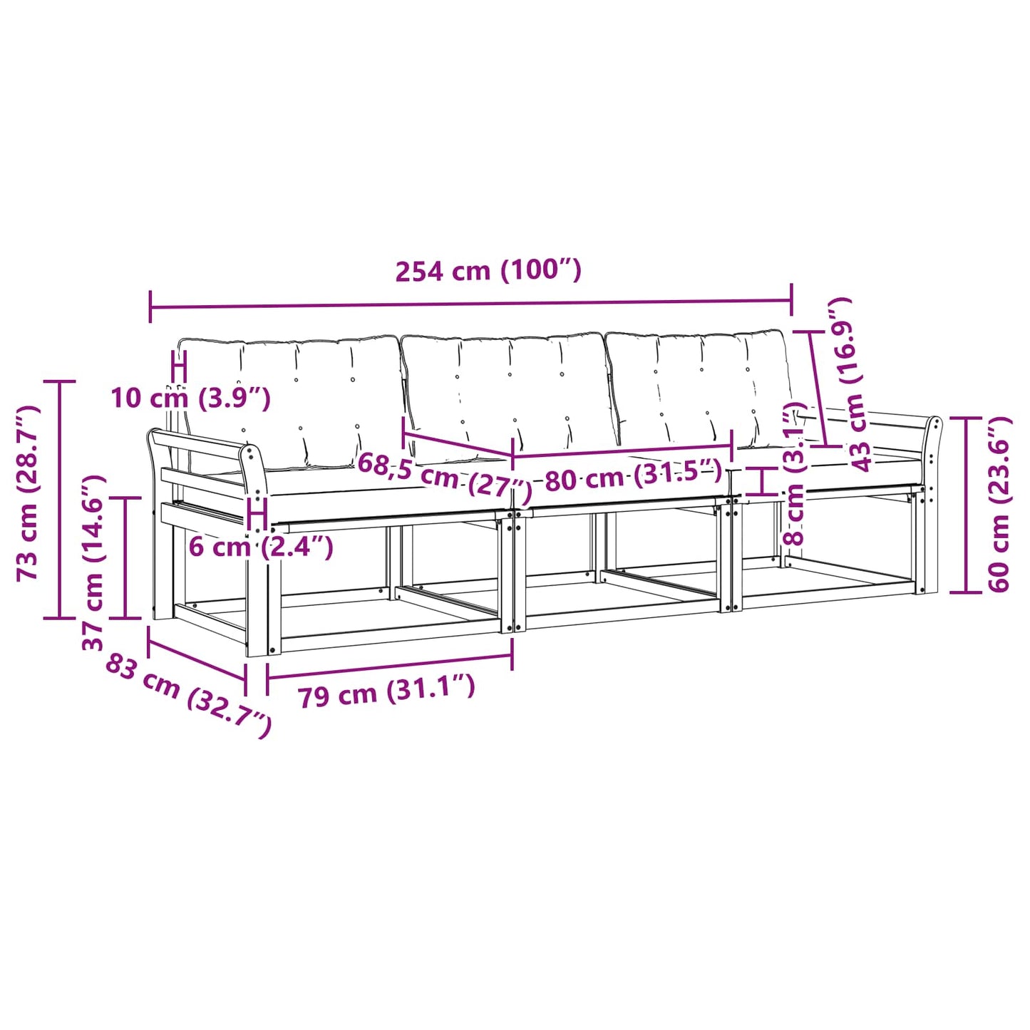 Set di divani da esterno 3 pcs Grigio Naturale e Chiaro | homemem39