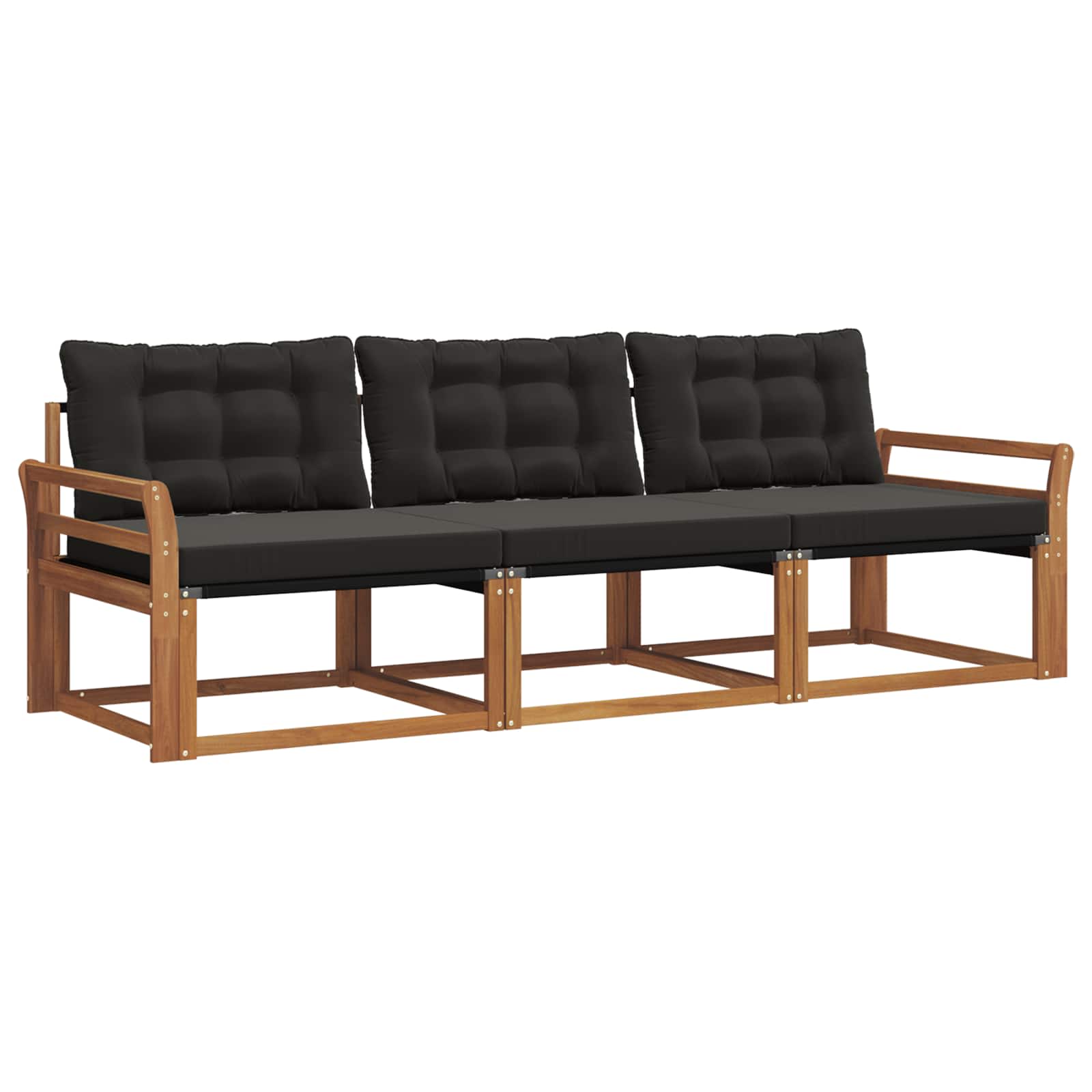 Set di divani da esterno con cuscino 3 pcs Naturale e Nero | homemem39