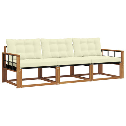 Set di divani da esterno con cuscino 3 pcs Naturale e Crema | homemem39