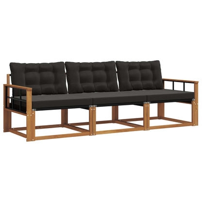 Set di divani da esterno con cuscino 3 pcs Naturale e Nero | homemem39