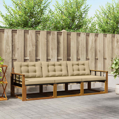 Set di divani da esterno con cuscino 3 pcs Naturale e Beige | homemem39