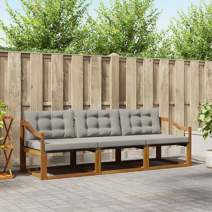 Set di divani da esterno 3 pcs Grigio Naturale e Chiaro | homemem39