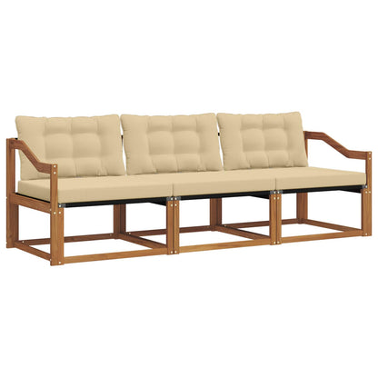 Set di divani da esterno con cuscino 3 pcs Naturale e Beige | homemem39