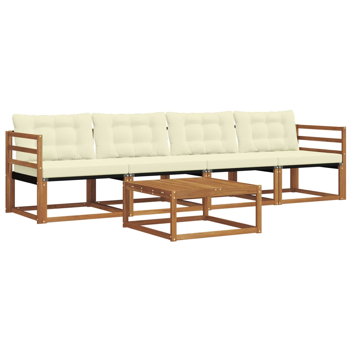 Set di divani da esterno con cuscino 5 pcs Naturale e Crema | homemem39