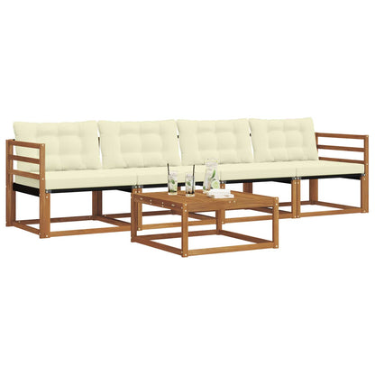 Set di divani da esterno con cuscino 5 pcs Naturale e Crema | homemem39