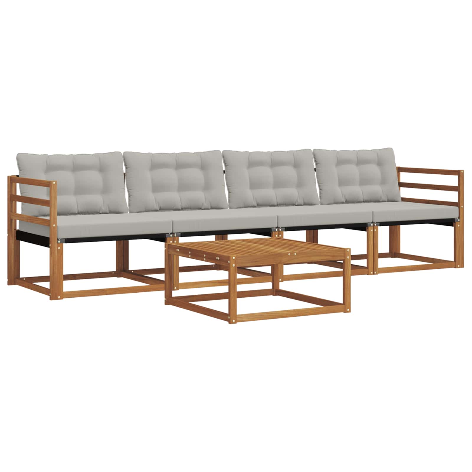 Set di divani da esterno 5 pcs Grigio Naturale e Chiaro | homemem39
