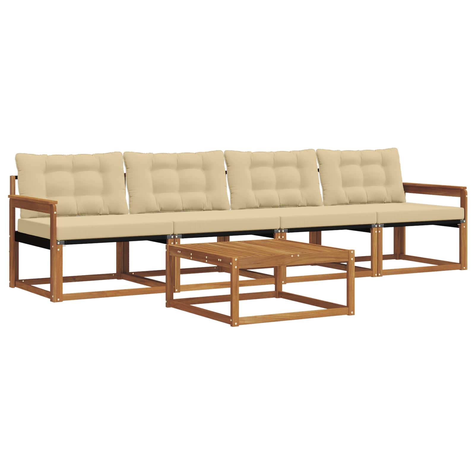 Set di divani da esterno con cuscino 5 pcs Naturale e Beige | homemem39