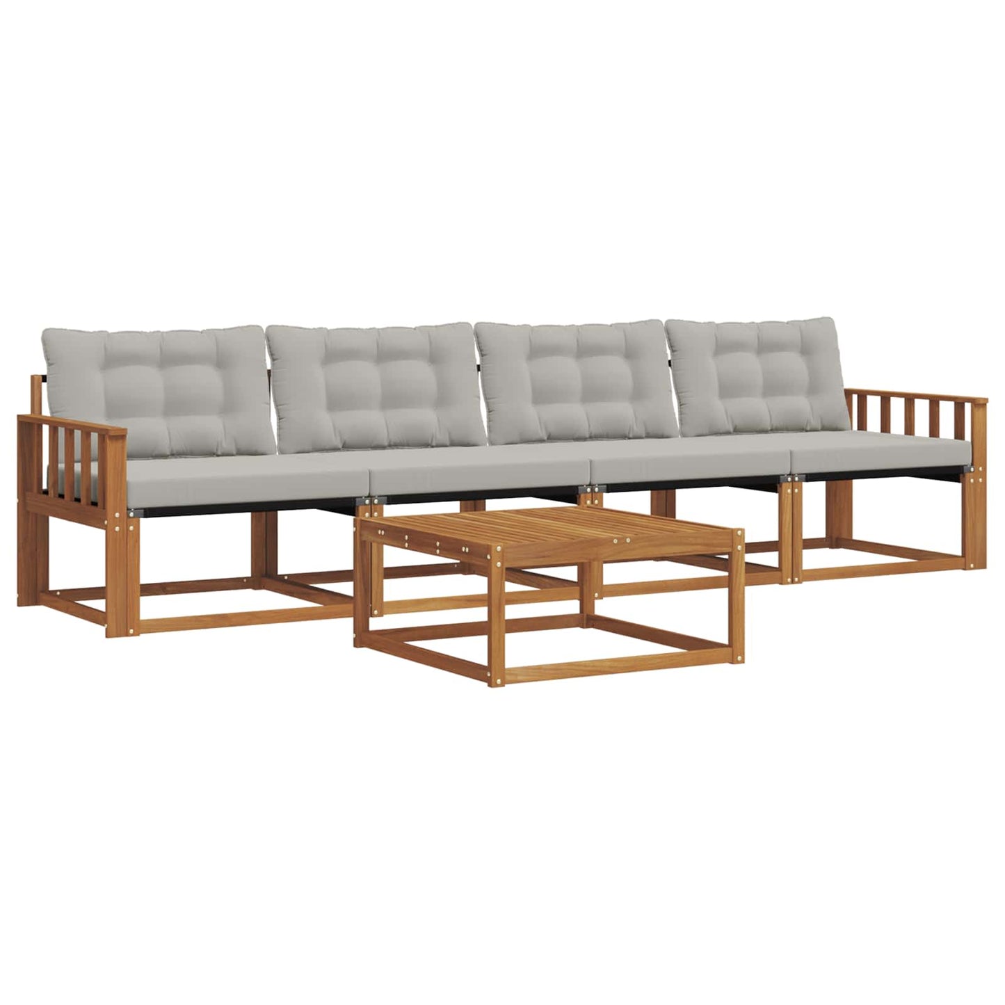 Set di divani da esterno 5 pcs Grigio Naturale e Chiaro | homemem39