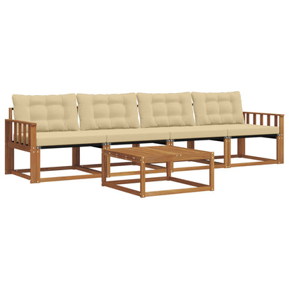 Set di divani da esterno con cuscino 5 pcs Naturale e Beige | homemem39