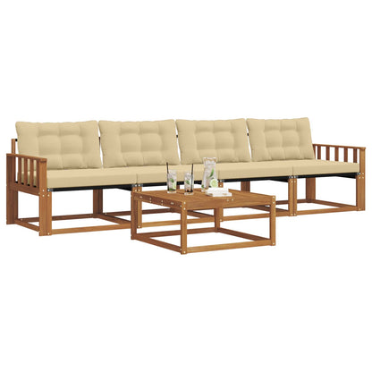 Set di divani da esterno con cuscino 5 pcs Naturale e Beige | homemem39