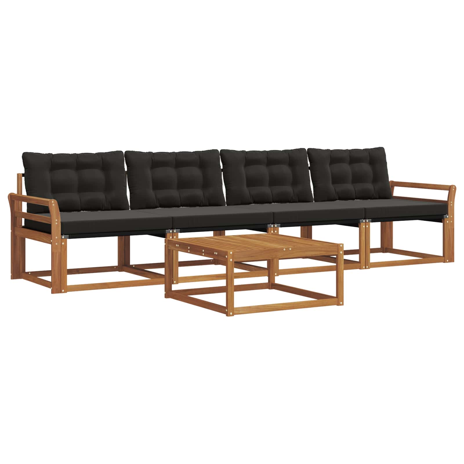 Set di divani da esterno con cuscino 5 pcs Naturale e Nero | homemem39