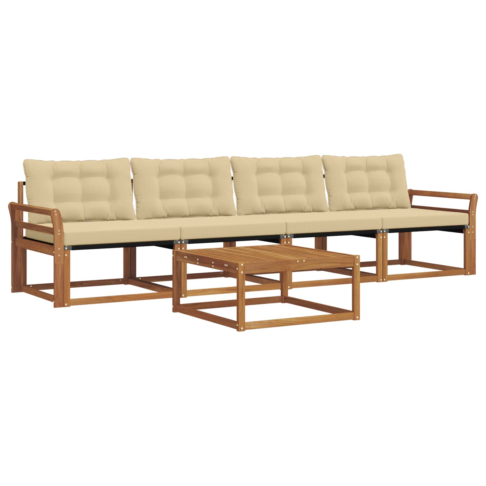 Set di divani da esterno con cuscino 5 pcs Naturale e Beige | homemem39