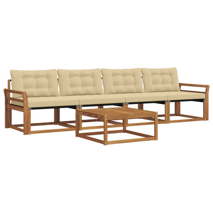 Set di divani da esterno con cuscino 5 pcs Naturale e Beige | homemem39
