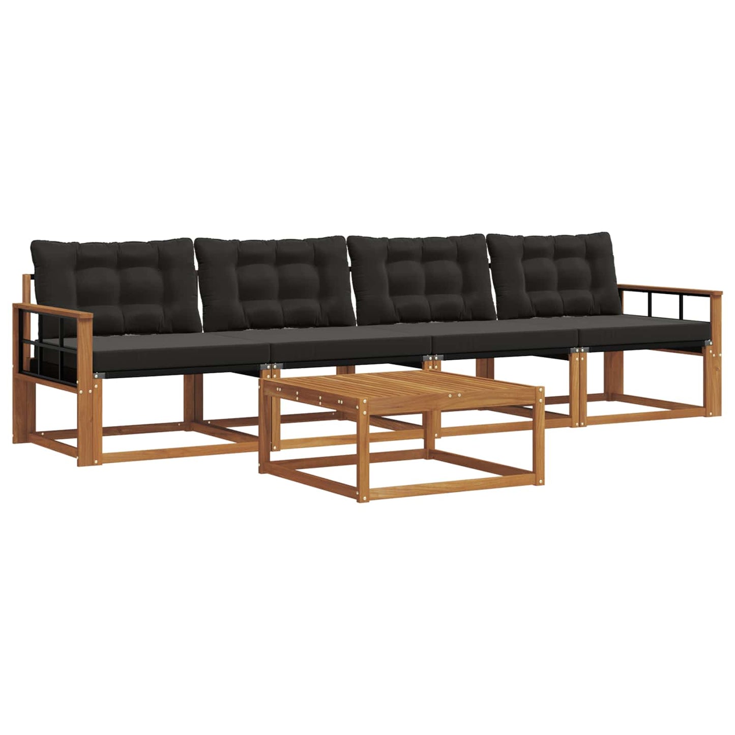 Set di divani da esterno con cuscino 5 pcs Naturale e Nero | homemem39