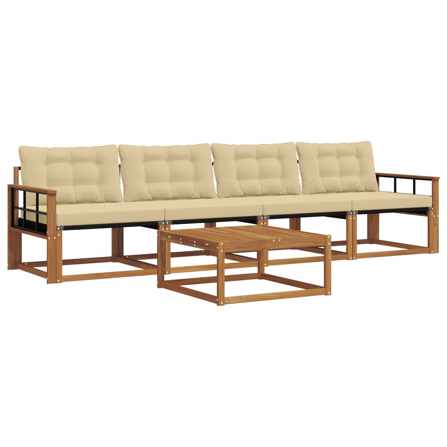 Set di divani da esterno con cuscino 5 pcs Naturale e Beige