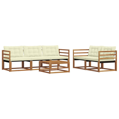 Set di divani da esterno con cuscino 6 pcs Naturale e Crema | homemem39