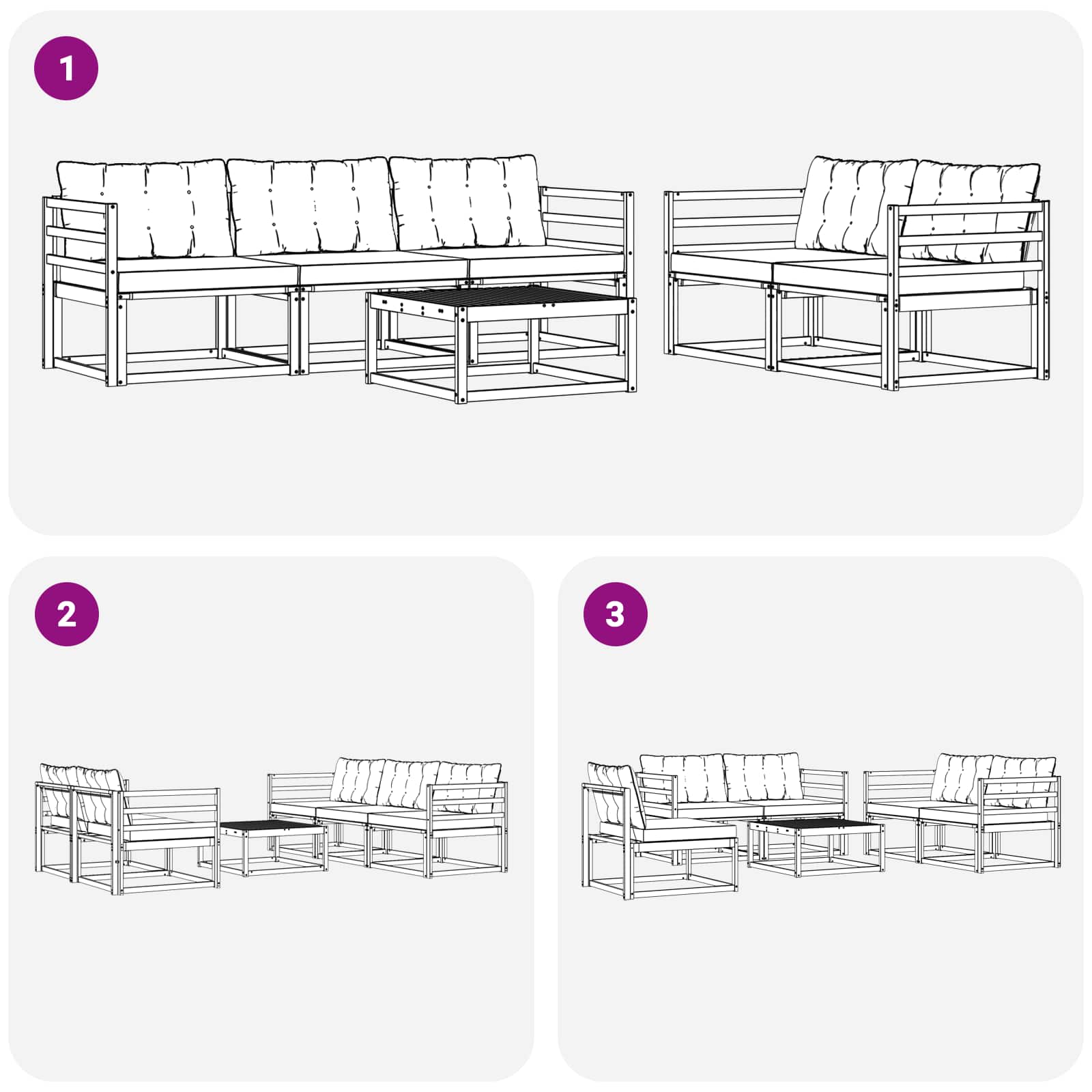 Set di divani da esterno 6 pcs Grigio Naturale e Chiaro | homemem39