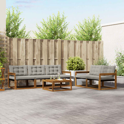 Set di divani da esterno 6 pcs Grigio Naturale e Chiaro