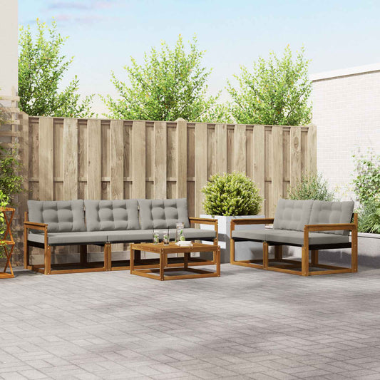 Set di divani da esterno 6 pcs Grigio Naturale e Chiaro