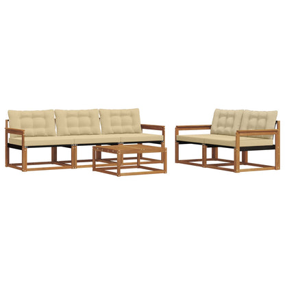 Set di divani da esterno con cuscino 6 pcs Naturale e Beige | homemem39