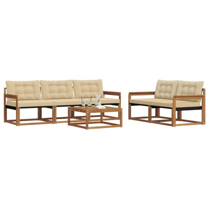 Set di divani da esterno con cuscino 6 pcs Naturale e Beige | homemem39