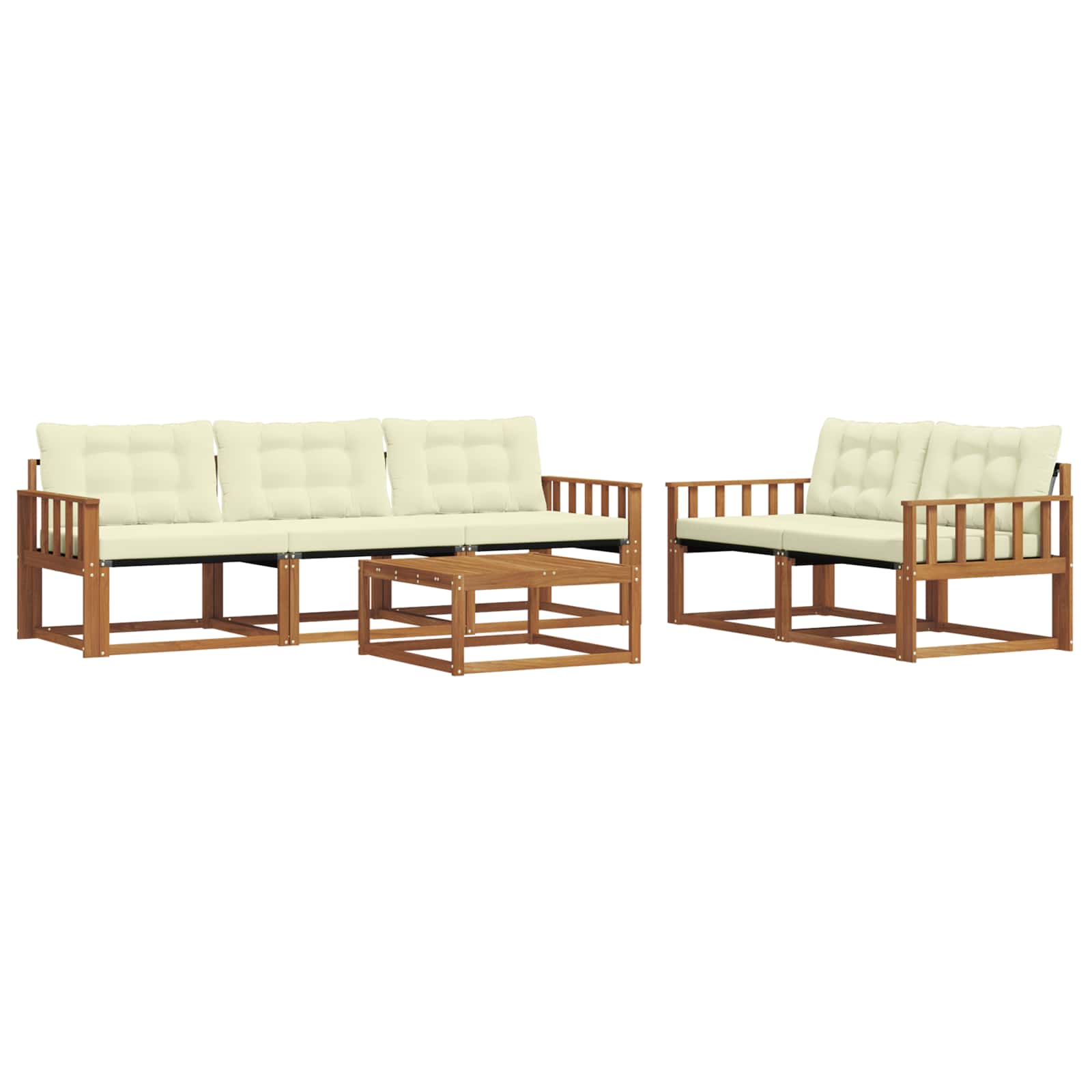 Set di divani da esterno con cuscino 6 pcs Naturale e Crema | homemem39