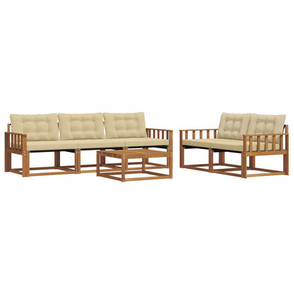 Set di divani da esterno con cuscino 6 pcs Naturale e Beige
