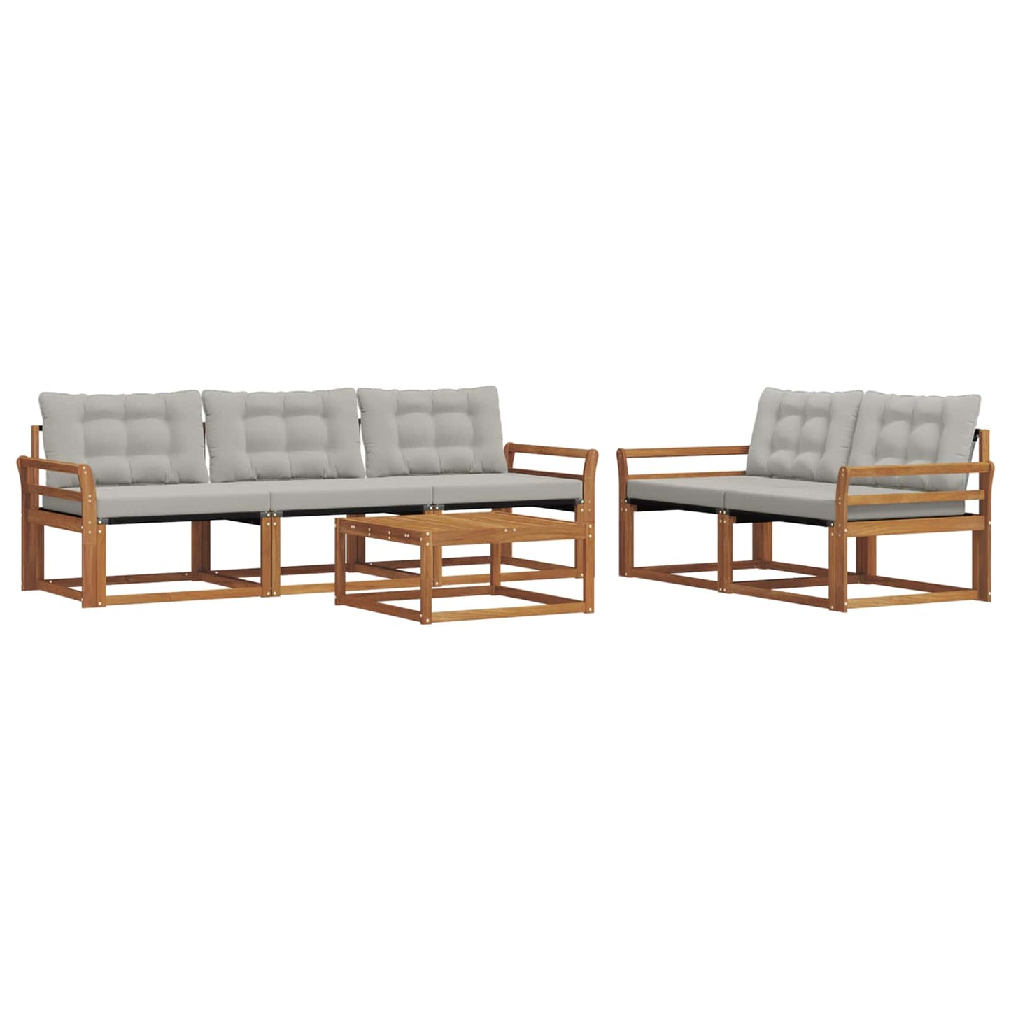 Set di divani da esterno 6 pcs Grigio Naturale e Chiaro