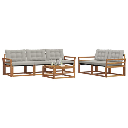 Set di divani da esterno 6 pcs Grigio Naturale e Chiaro